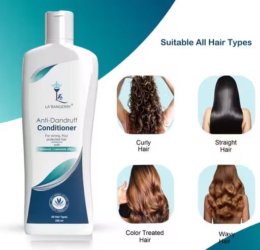 LA’BANGERRY Anti-Dandruff Hair Care Combo – Hibiscus & Lawsonia Alba Shampoo + Conditioner | Frizz & Dandruff Control | 250ml × 2