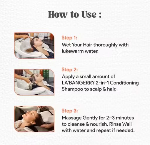 LA’BANGERRY 2-in-1 Shampoo + Conditioner Daily Care Combo – Smooth, Soft & Healthy Hair | 400ml (2 Pack)