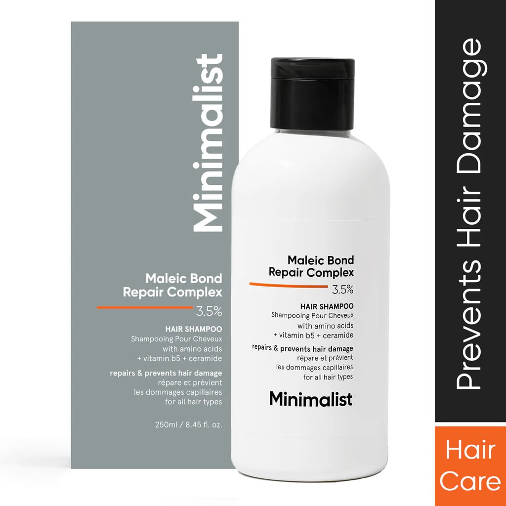 Minimalist Maleic Bond Repair Complex 3.5% Shampoo – Heat Damaged & Frizzy Hair Repair | Smooth & Strong Hair | 250ml