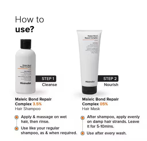 Minimalist Maleic Bond Repair Complex 3.5% Shampoo – Heat Damaged & Frizzy Hair Repair | Smooth & Strong Hair | 250ml