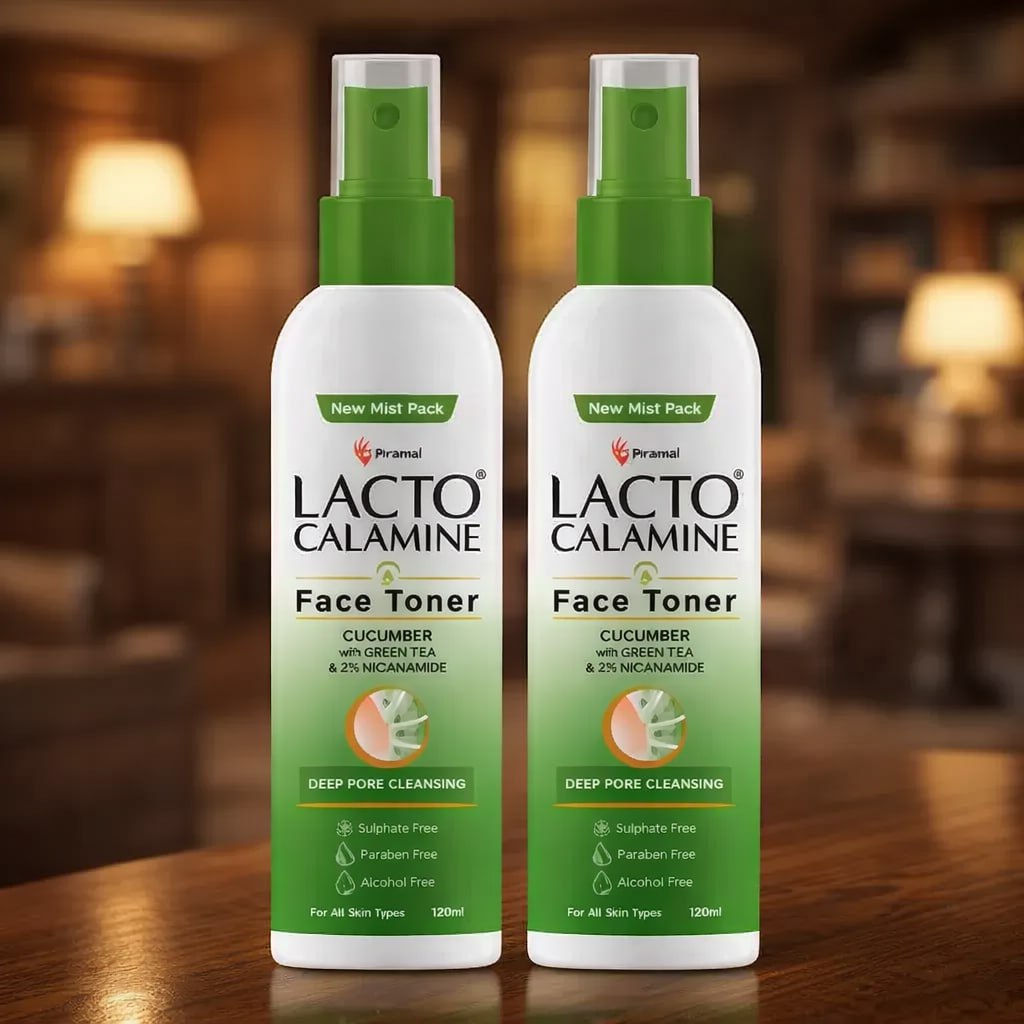 Lacto Calamine Face Toner with Cucumber | Deep Pore Cleansing & Pore Tightening Toner | With Green Tea & 2% Niacinamide | 120 ml Each (Pack of 2)