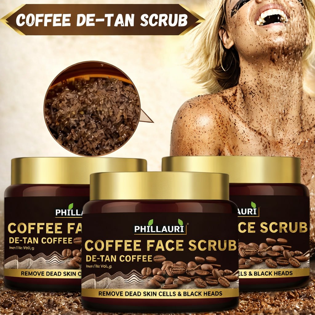 Natural Face & Body Scrub Combo Pack (3 x 100g) | Coffee, Strawberry & DeTan Scrub | Exfoliating Face Scrub for Glowing Skin | For Men & Women | Suitable for All Skin Types