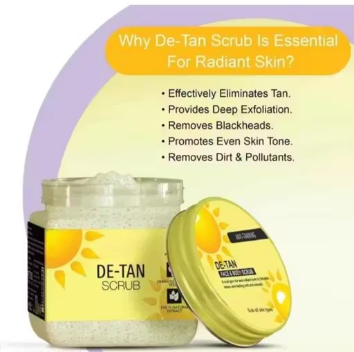DeTan Face & Body Scrub 380ml | Tan Removal Exfoliating Scrub for Men & Women | Deep Cleansing Scrub for All Skin Types