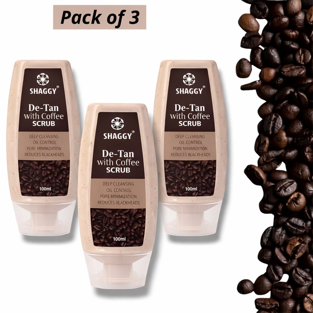 De-Tan Coffee Bathing Scrub with Coconut Oil (Pack of 3 x 100ml) | Tan Removal Face & Body Scrub | Deep Cleansing Exfoliator for All Skin Types