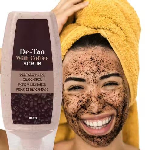 De-Tan Coffee Bathing Scrub with Coconut Oil (Pack of 3 x 100ml) | Tan Removal Face & Body Scrub | Deep Cleansing Exfoliator for All Skin Types