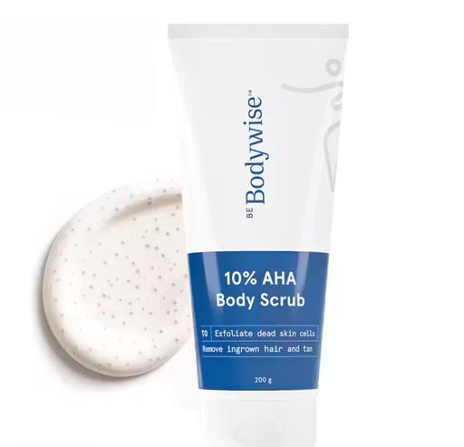 Be Bodywise 10% AHA Exfoliating Body Scrub 200g | Chemical & Physical Exfoliation for Smooth Skin | Removes Dead Skin Cells & Improves Skin Texture