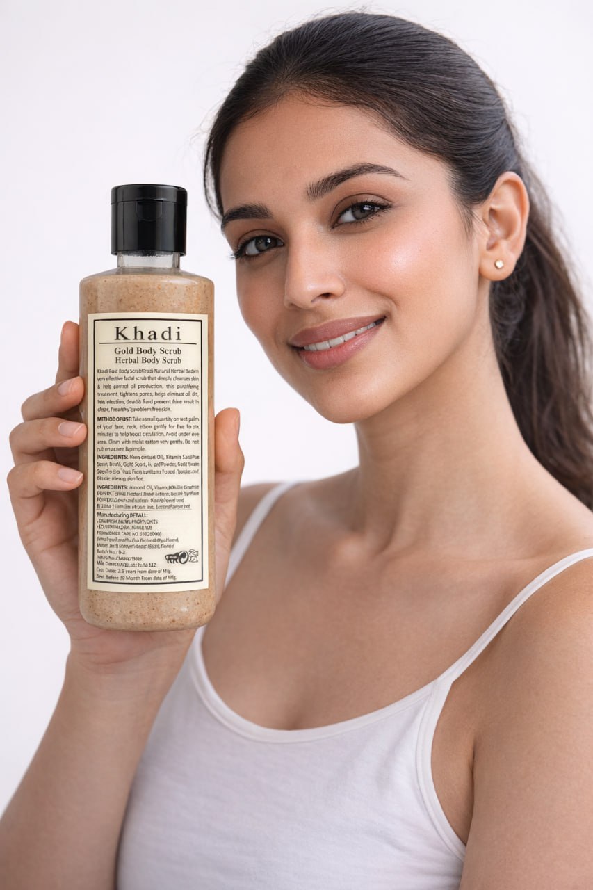 Khadi Herbal Gold Body Scrub Set of 2 (210ml Each) | Deep Cleansing & Skin Brightening Exfoliating Scrub | Removes Dead Skin Cells for Smooth & Glowing Skin