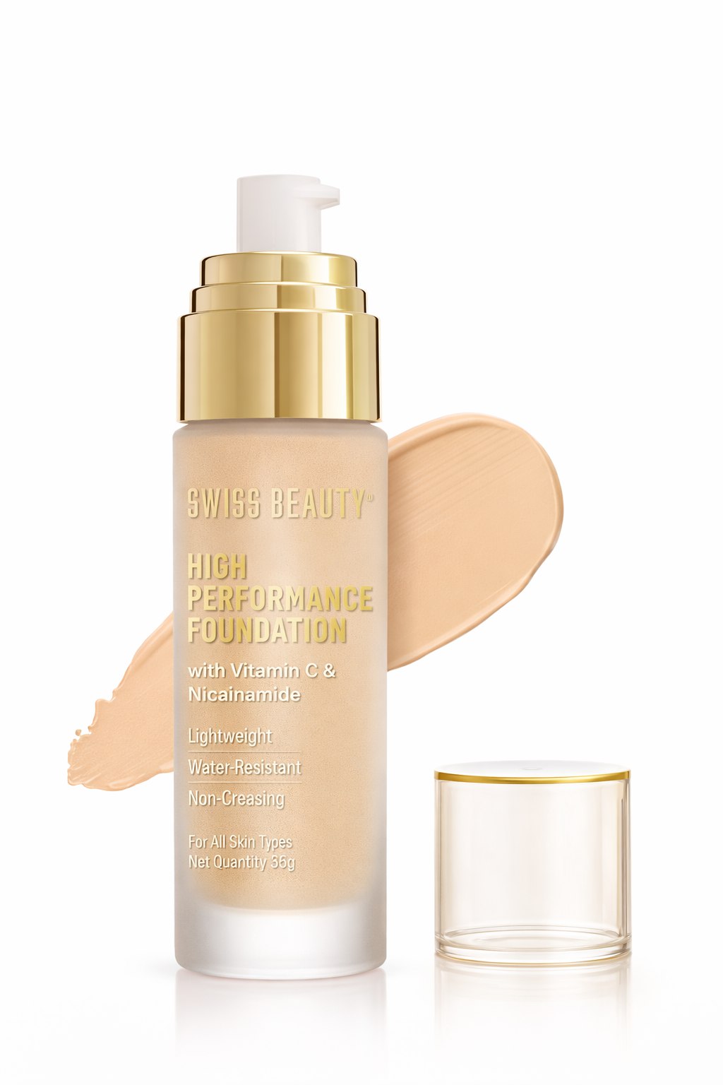 Swiss Beauty Vitamin C & Niacinamide High Performance Foundation – Long Lasting Smooth Finish | Shade 03 Natural Beige