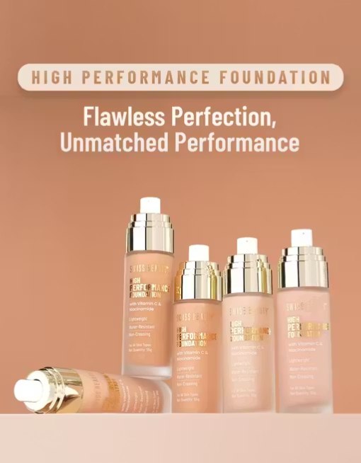 Swiss Beauty Vitamin C & Niacinamide High Performance Foundation – Long Lasting Smooth Finish | Shade 03 Natural Beige