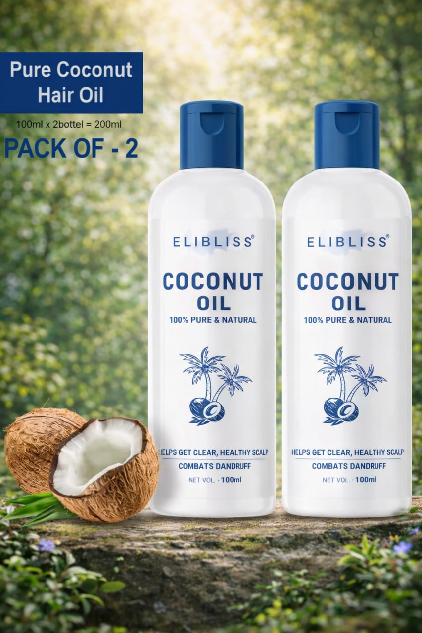 Elibliss Coconut Hair Oil Combo – Deep Conditioning, Dandruff Control & Hair Growth | For Men & Women | Pack of 2