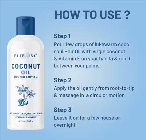 Elibliss Coconut Hair Oil Combo – Deep Conditioning, Dandruff Control & Hair Growth | For Men & Women | Pack of 2