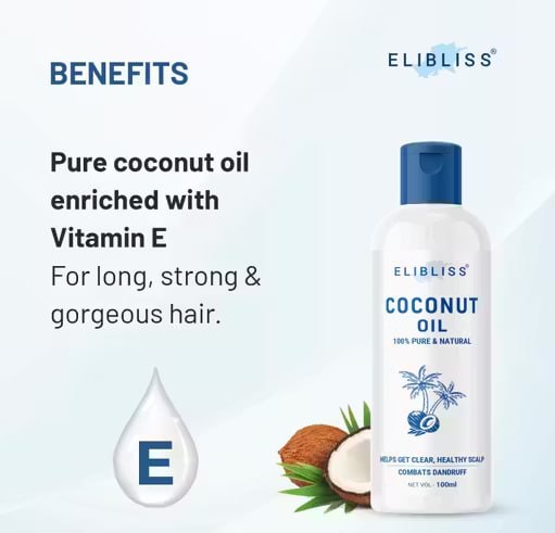 Elibliss Coconut & Almond Nourishing Hair Oil Combo – Soft, Smooth & Shiny Hair | Non-Sticky Daily Care | 100ml × 2