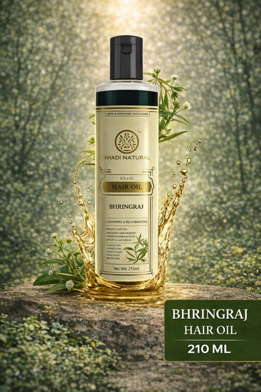 Khadi Natural Bhringraj Hair Oil – Hair Fall Control & Healthy Hair Growth | Paraben & Silicone Free | 210ml