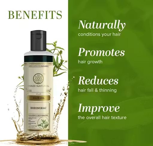 Khadi Natural Bhringraj Hair Oil – Hair Fall Control & Healthy Hair Growth | Paraben & Silicone Free | 210ml
