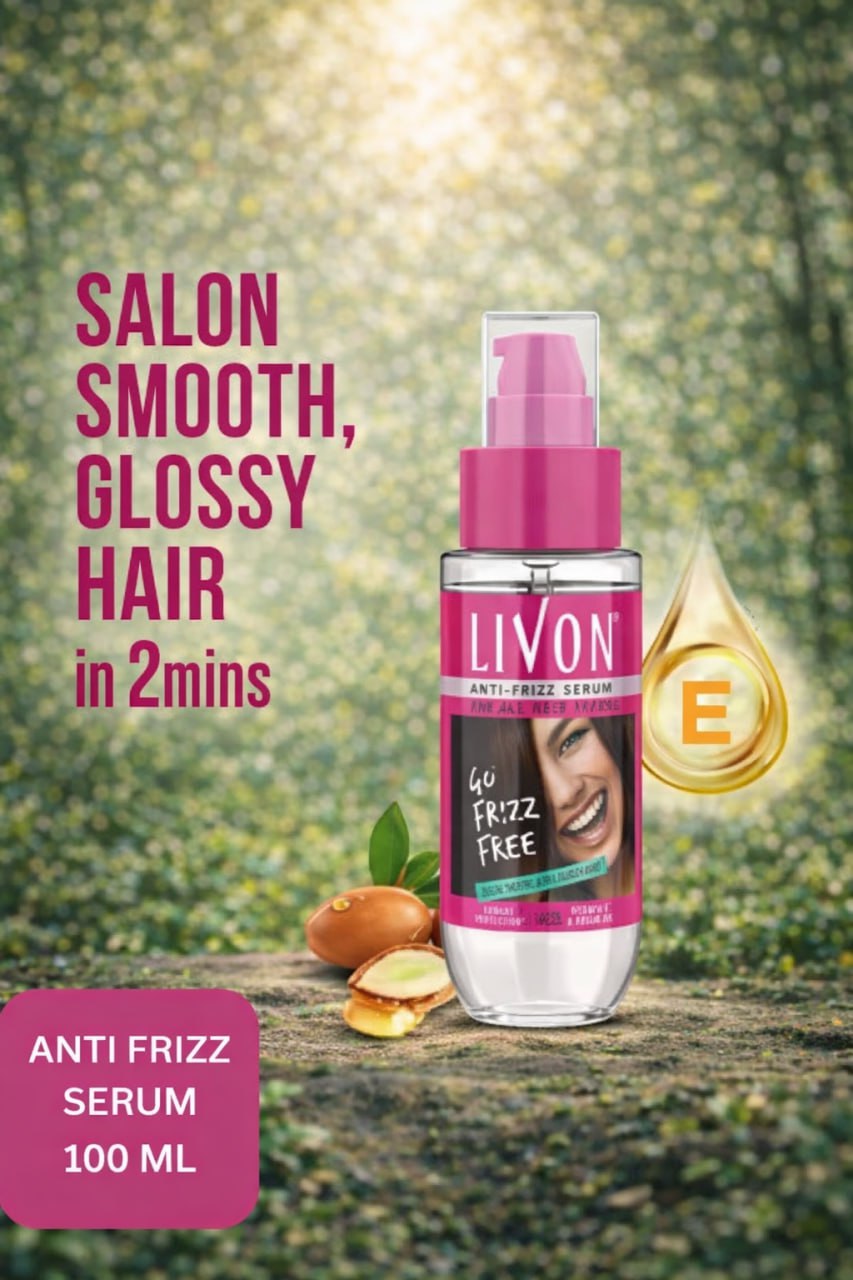 Livon Hair Serum with Argan Oil & Vitamin E – Smooth, Shiny & Frizz-Free Hair | Leave-In Serum | Men & Women | 100ml