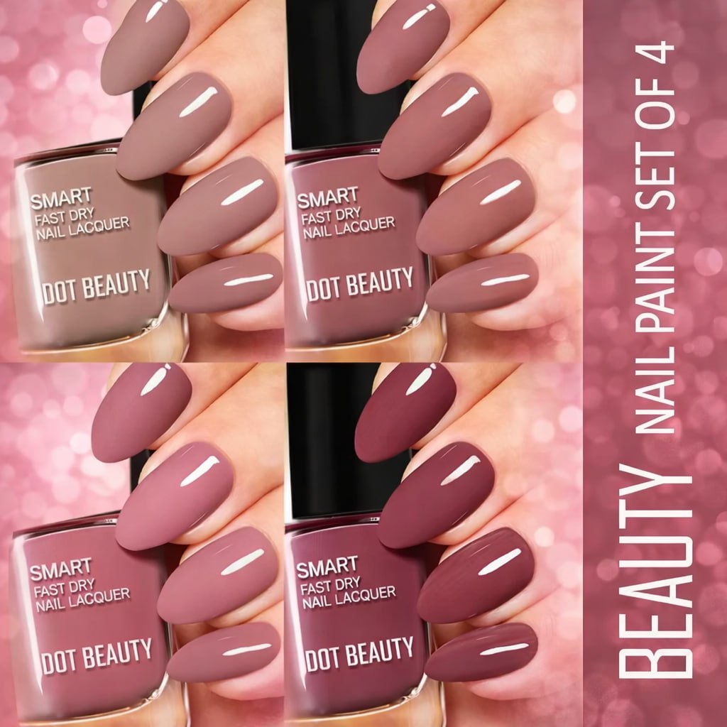 Dot Beauty Color Rich Nail Paint HD Shine Combo (Set of 4) | Long Lasting High Definition Nail Polish | Dazzling Glossy Finish Nail Colors