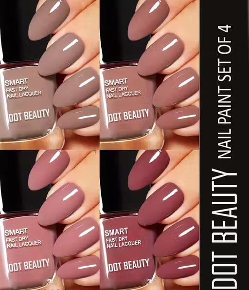 Dot Beauty Color Rich Nail Paint HD Shine Combo (Set of 4) | Long Lasting High Definition Nail Polish | Dazzling Glossy Finish Nail Colors
