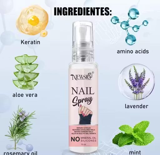 Pack of 2 | Newsio Nail Strong Growth Oil Spray 10ml each | Nail Strengthening & Growth Oil | Cuticle Care for Shiny, Healthy & Strong Nails