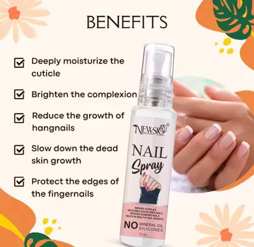 Pack of 2 | Newsio Nail Strong Growth Oil Spray 10ml each | Nail Strengthening & Growth Oil | Cuticle Care for Shiny, Healthy & Strong Nails