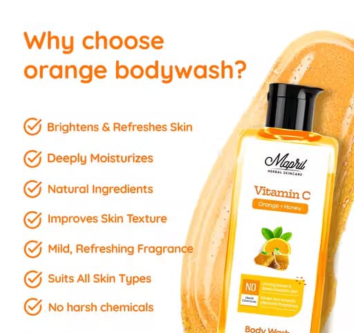 Mapril Herbal Body Wash Combo – Vitamin C, Lavender & Orange Honey | Deep Cleansing & Skin Brightening | Pack of 3 (110ml Each)