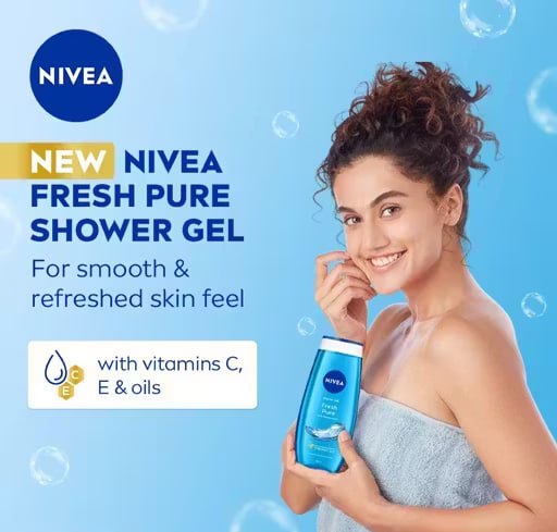 NIVEA Fresh Pure Shower Gel – Refreshing Aquatic Scent Body Wash | Deep Cleansing & Fresh Skin | 250ml