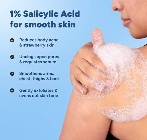 Salicylic Acid Body Wash – Bacne & Strawberry Skin Treatment | Exfoliating Shower Gel for Smooth, Clear Skin