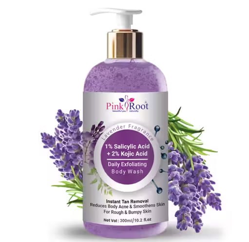 Pink Root Kojic Acid & Salicylic Acid Body Wash – 2% Kojic + 1% Salicylic | Brightening & Acne Control | 300ml