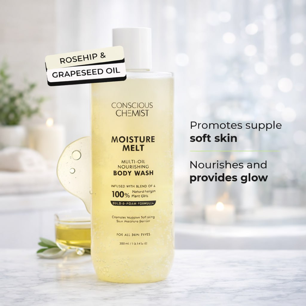 Conscious Chemist Multi-Oil Moisturizing Body Wash – Hydrating Shower Gel for Soft, Glowing Skin | 300ml