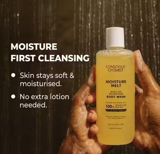 Conscious Chemist Multi-Oil Moisturizing Body Wash – Hydrating Shower Gel for Soft, Glowing Skin | 300ml