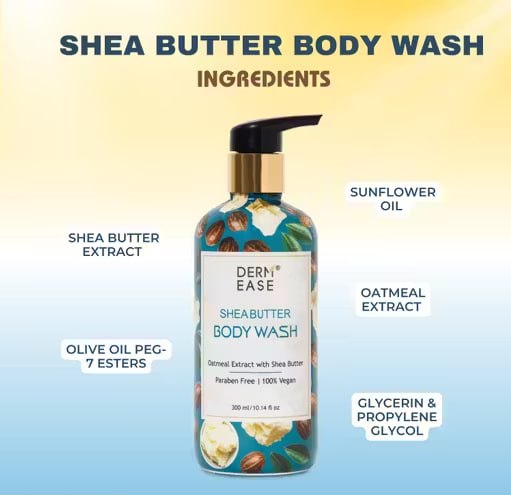 Derm Ease Shea Butter & Oatmeal Body Wash – Deep Moisturizing Shower Gel for Soft, Smooth Skin | 300ml