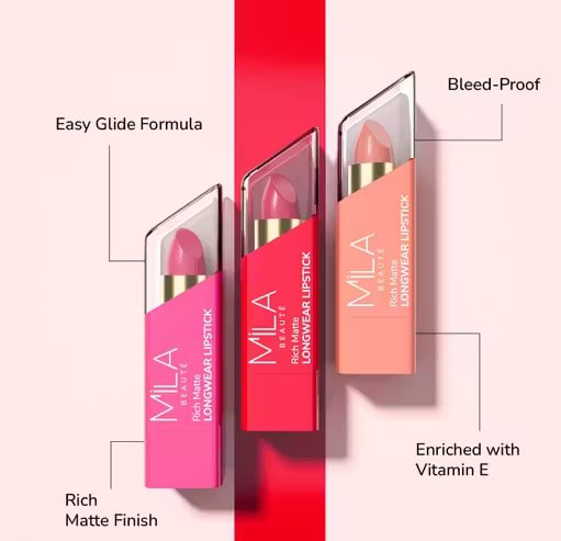 MILA BEAUTÉ Long Wear Matte Lipstick – Indian Rose (Shade 620) | Highly Pigmented Nude Lipstick for Women | Smooth Matte Finish | 4.2g