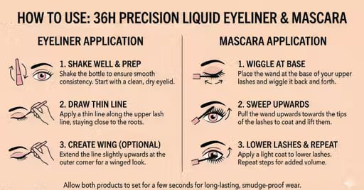 Omaayaa Liquid Eyeliner Jet Black | Waterproof & Smudge-Proof Matte Finish | 36H Long Stay Precision Tip Eyeliner for Sharp Wings