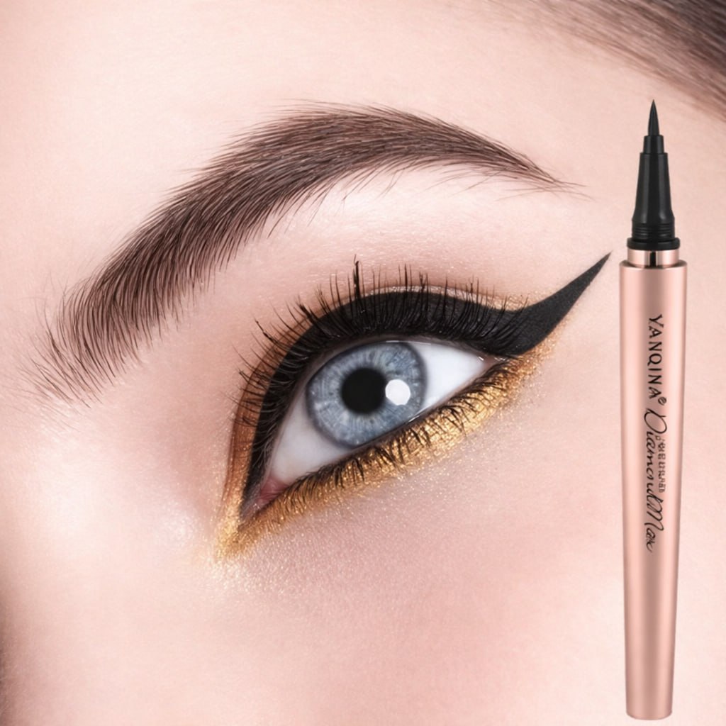 Golden Body Black Liquid Eyeliner | Waterproof Smudge-Proof Eyeliner | Precision Tip Long Lasting Eye Liner for Sharp Wings