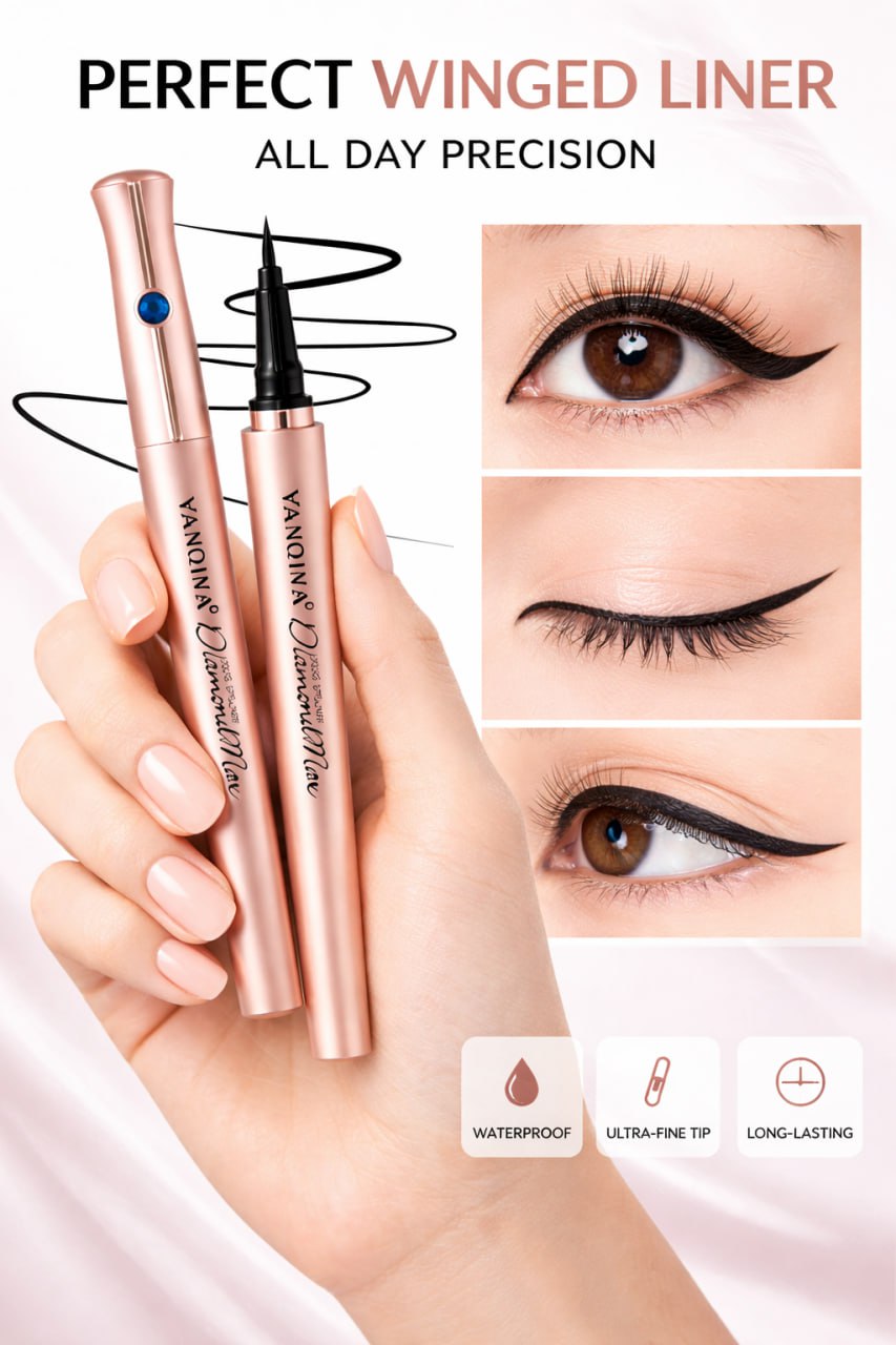 Golden Body Black Liquid Eyeliner | Waterproof Smudge-Proof Eyeliner | Precision Tip Long Lasting Eye Liner for Sharp Wings