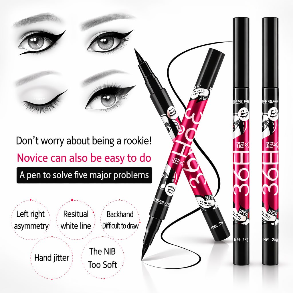 36H Waterproof Eyeliner Pack of 12 | Long Lasting Smudge-Proof Black Eyeliner Pens | Precision Tip Liquid Eyeliner for Women