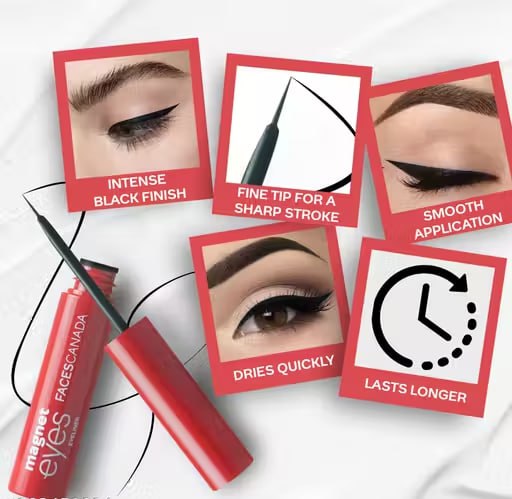 FACES CANADA Magneteyes Eyeliner - Black, 3.5ml | Intense Matte Finish | Quick Drying | 24HR Long Lasting | Fine Tip For Precise Smooth Application | Almond Oil Enriched | Waterproof | Smudgeproof