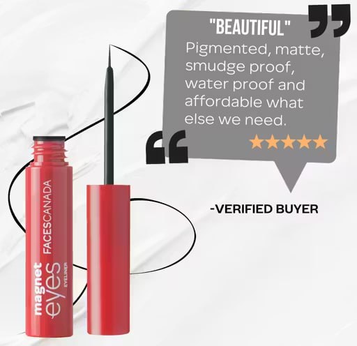 FACES CANADA Magneteyes Eyeliner - Black, 3.5ml | Intense Matte Finish | Quick Drying | 24HR Long Lasting | Fine Tip For Precise Smooth Application | Almond Oil Enriched | Waterproof | Smudgeproof