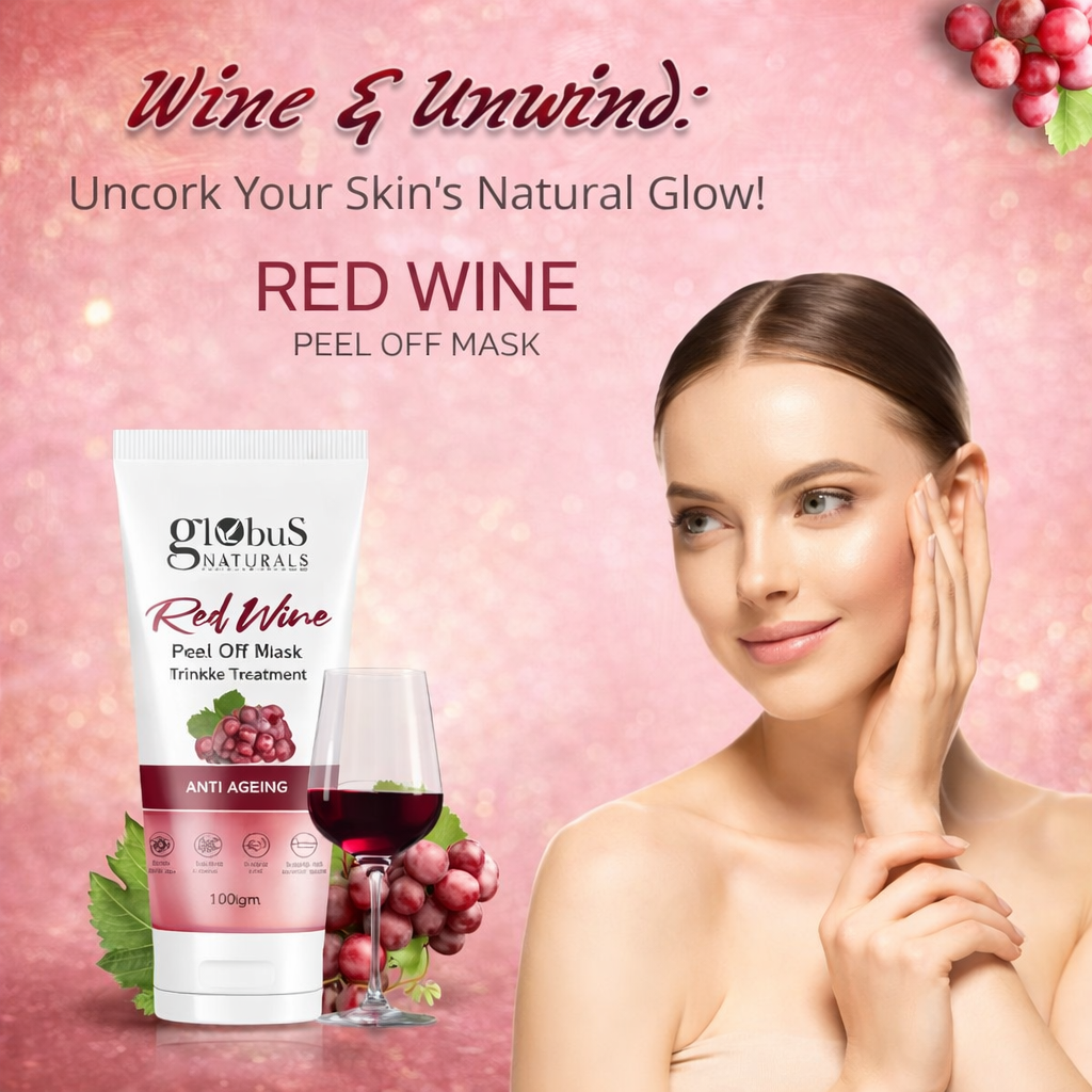 Globus Naturals Ultimate Peel-Off Luxury Combo - Red Wine, Gold, and Kesar Chandan 100 gm, Set of 3