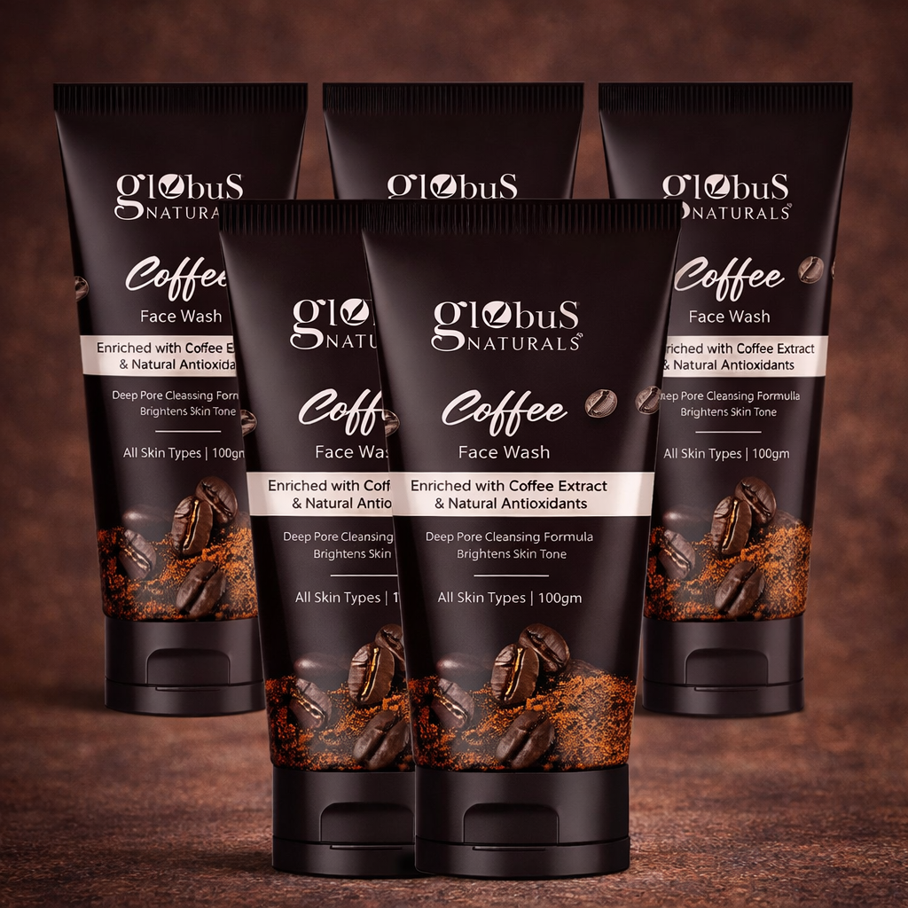 Pack of 5- Globus Naturals Coffee Face Wash – Deep Pore Cleansing & Skin Brightening (100g)