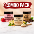 AVBEES Face & Body Scrub Combo Pack (3 x 100g) – Coffee, Strawberry & DeTan | Buy 2 Get 1 Free | Tan Removal, Deep Cleansing & Glow Boost Exfoliating Scrub